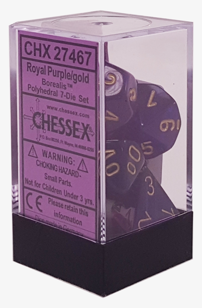 Borealis Royal Purple With Gold Polyhedral - Chessex Stealth Specked Polyhedral-7 Die Set, transparent png #2751999