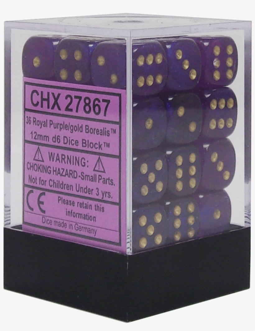 Borealis Royal Purple With Gold 12mm D6 - Festive 12mm D6 Carousel White Dice Block, transparent png #2752276
