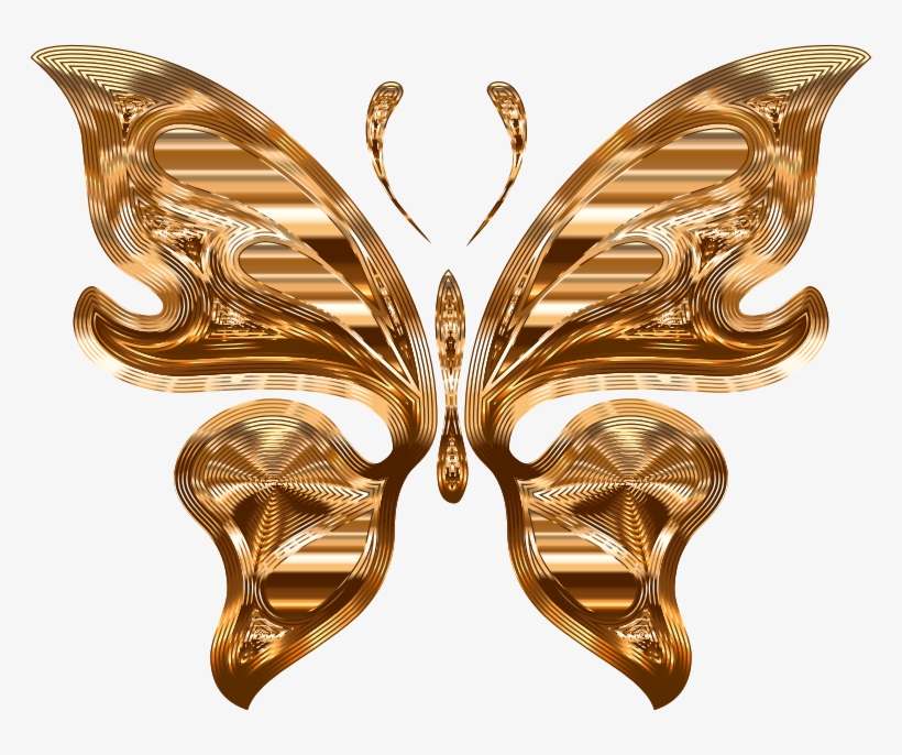 Medium Image - Gold Butterfly Silhouette Background, transparent png #2753680