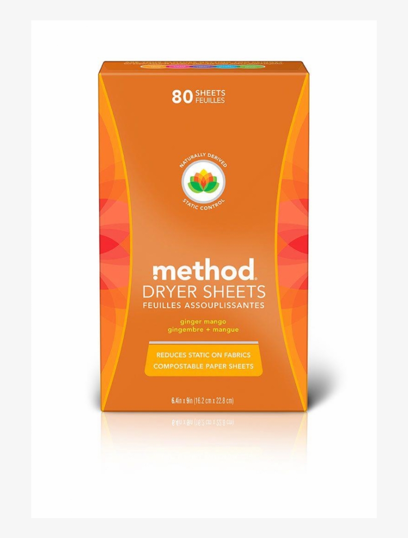 Ended - Method - Dryer Sheets Ginger Mango - 80 Sheets, transparent png #2754192