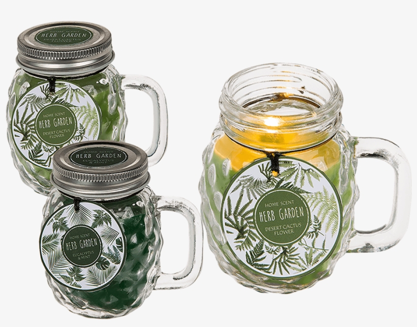 Scented Candle In Glass With Handle & Metal Lid - Bougie Parfumée Dans Chope En Verre, transparent png #2754476