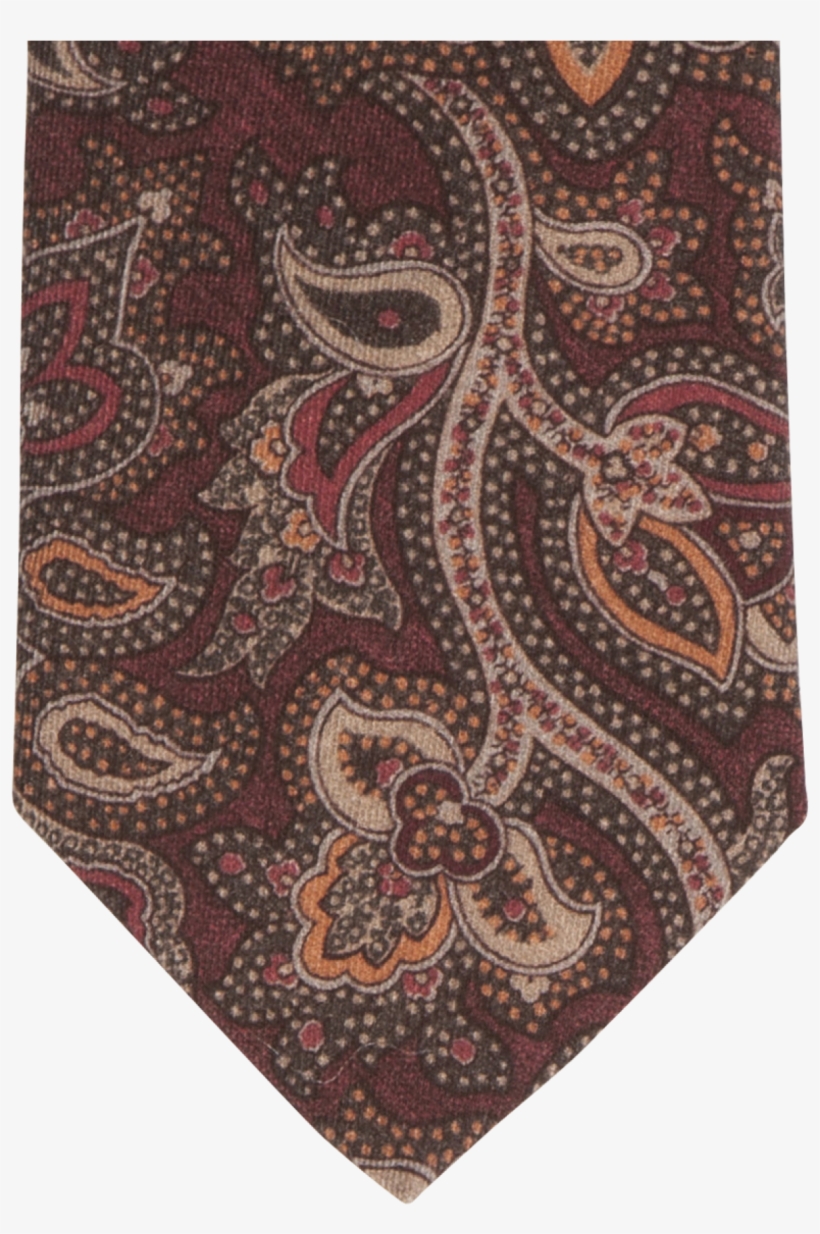 Red Flower Paisley Print Wool Tie - Necktie, transparent png #2754481