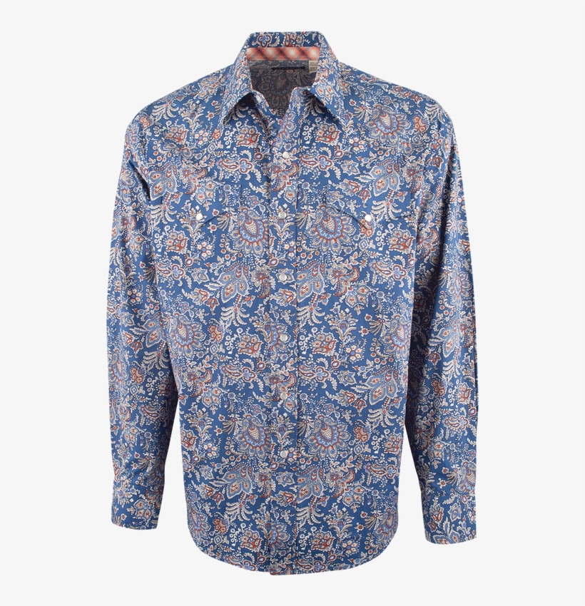 Stetson Blue Brocade Paisley Snap Shirt, transparent png #2754825