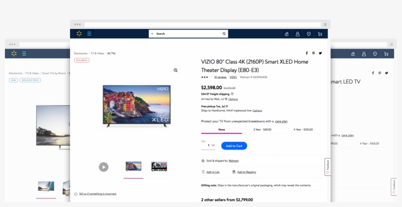 Manage Your Brand On Walmart - Vizio 60 Inch Class 4k 2160p Smart Full Array Led Home, transparent png #2755122