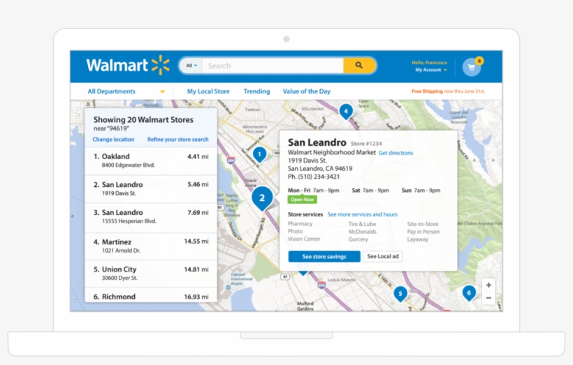 Redesign Of The Walmart Store Finder And Store Pages - Walmart, transparent png #2755524