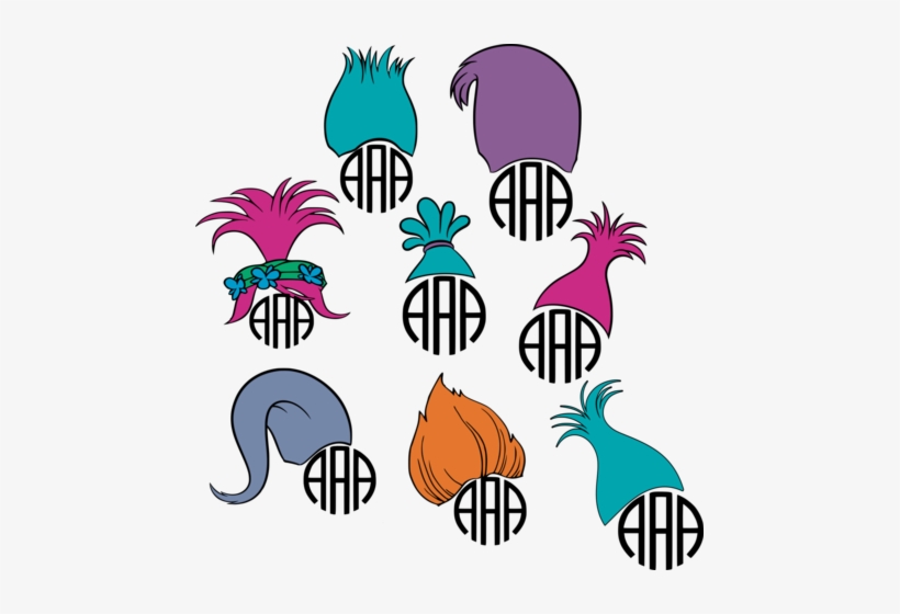 Trolls Hair Monogram Frame Svg Cut File Set - Clip Art - Free