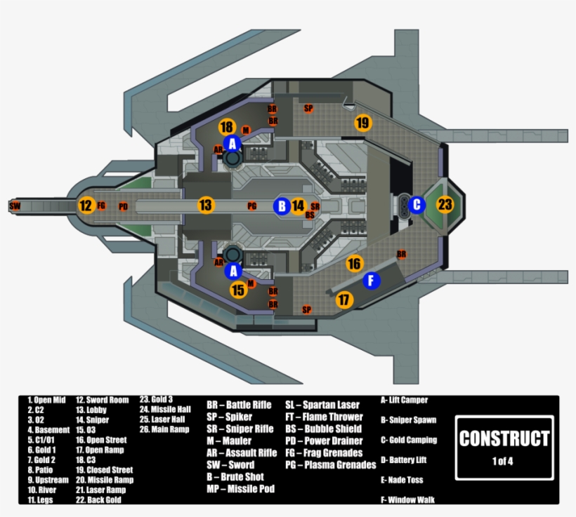 Construct Is A Large Tri-level Circular Map With Lifts, - Map Of Construct In Halo 3, transparent png #2756586