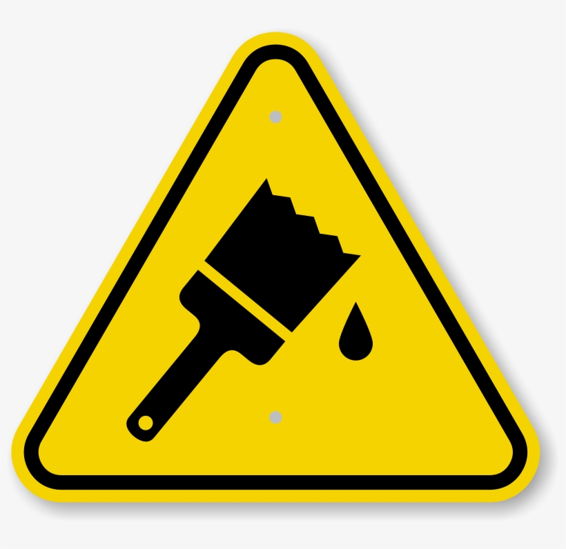 Triangle Warning Sign - Caution Wet Paint Sign, transparent png #2756623