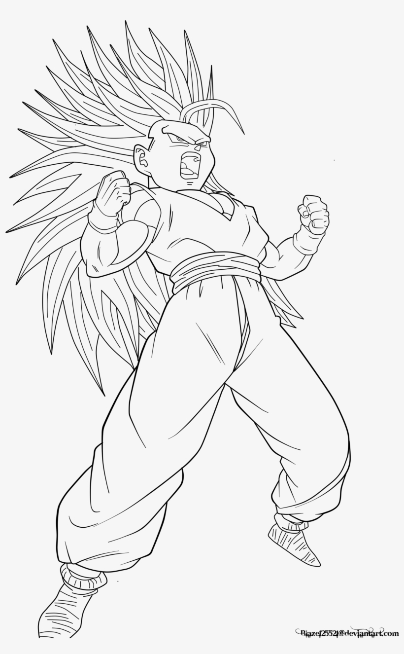 Lineart Anime - Gohan Super Saiyan 3 Drawing, transparent png #2757167