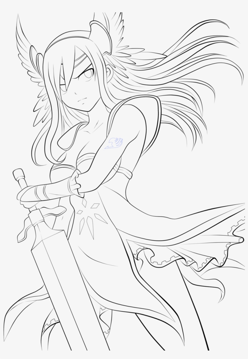 The Scarlet Valkyrie- Erza Ft Lineart By Eddmos On - Fairy Tail, transparent png #2757187