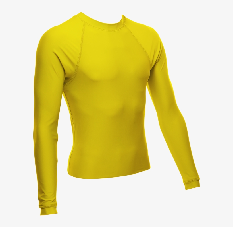 Unisex Long Sleeve Rash Guard, Yellow - Yellow Rash Guard, transparent png #2757429