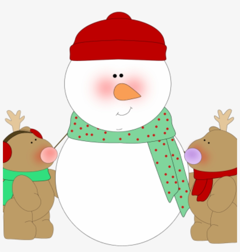 Cute Snowman Clipart And Reindeer Clip Art Image Free - Snowman Clip Art, transparent png #2760387
