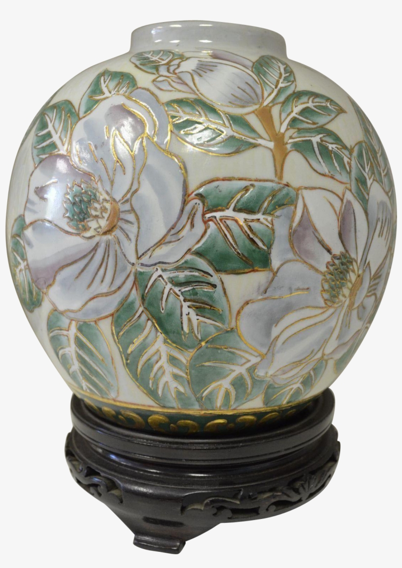 Vintage Decorative Cloisonne Ginger Jar With Beautiful - Porcelain, transparent png #2761870