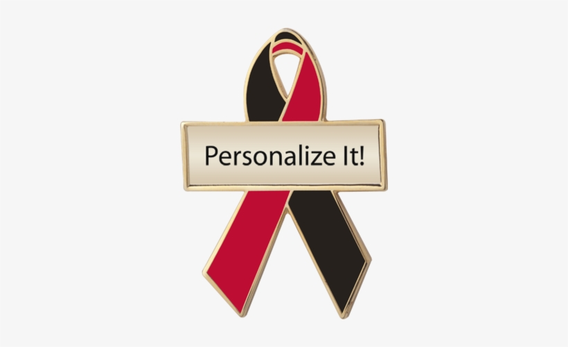 Personalized And Engravable Black And Red Awareness - Custom Cancer Ribbon Pins, transparent png #2762159