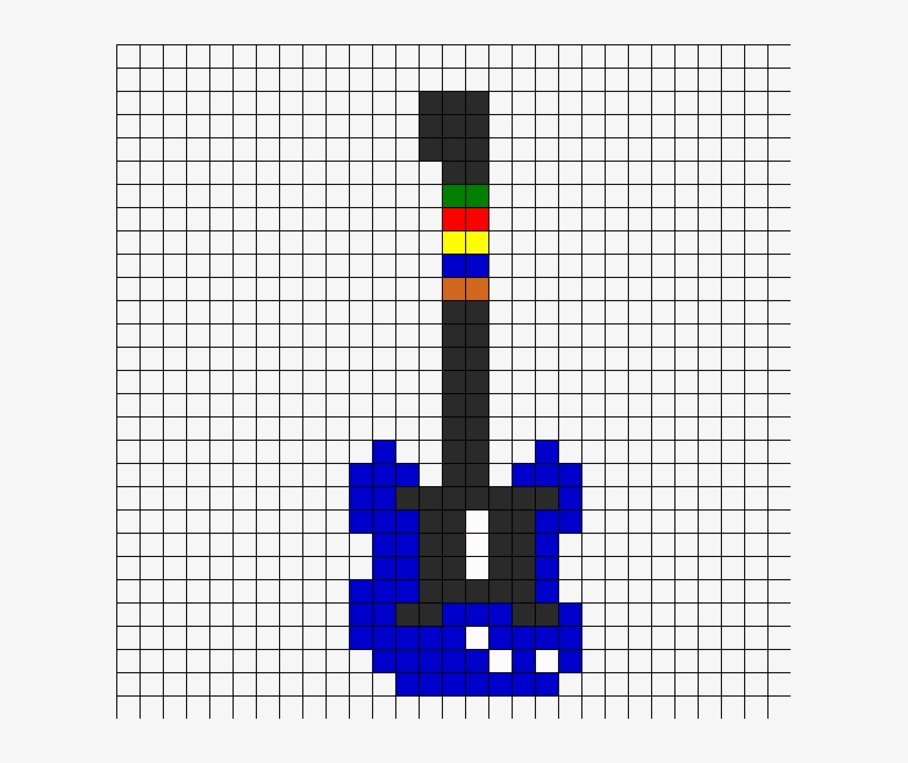 Guitar Hero Perler Bead Pattern / Bead Sprite - Perler Bead Guitar Pattern, transparent png #2762537