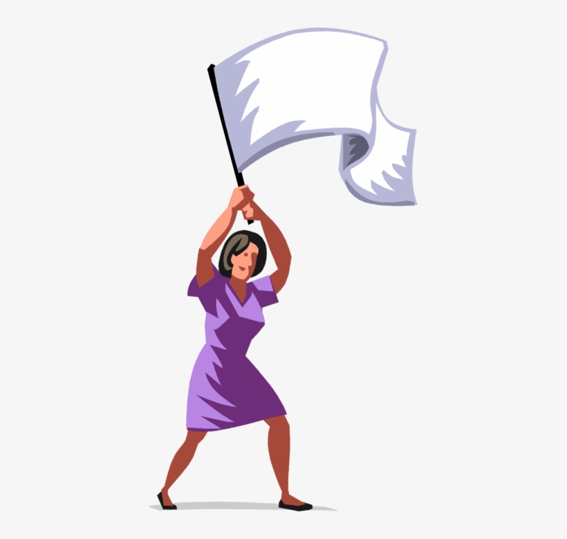 Vector Illustration Of Businesswoman Surrenders By - Frau Mit Weiße Fahne, transparent png #2762816