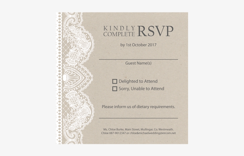 Lace On Beige Wedding Rsvp - Vintage Lace Png, transparent png #2762982