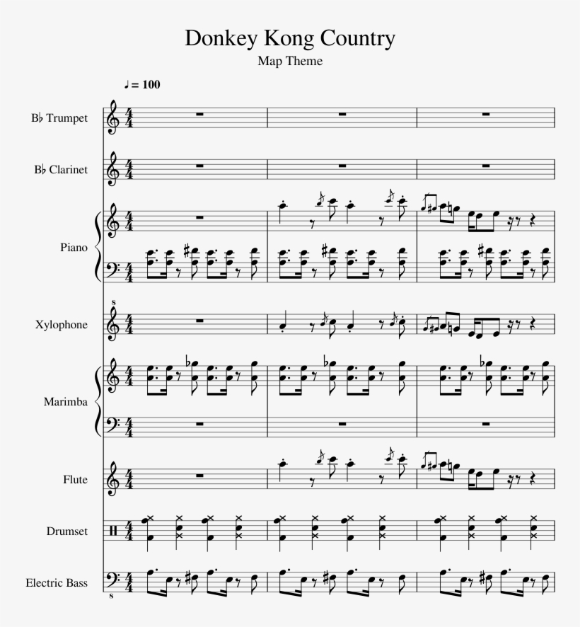 Donkey Kong Country Sheet Music 1 Of 5 Pages - Sheet Music, transparent png #2762983