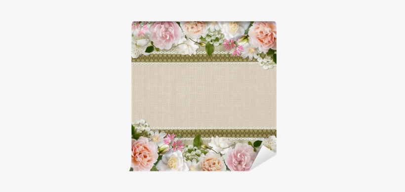 Border Of Flowers With Lace On Vintage Background Wall - Flower, transparent png #2763160