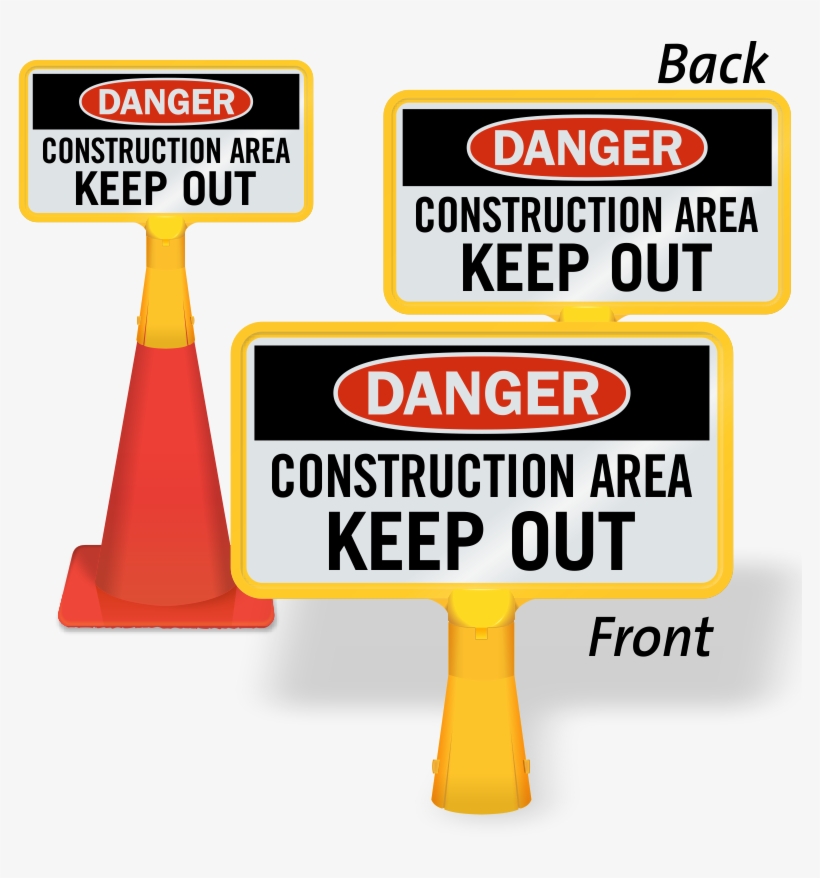 Construction Area Keep Out Coneboss Sign - Slippery When Wet, transparent png #2763434
