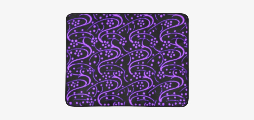 Vintage Swirl Floral Purple Black Beach Mat - Black, transparent png #2765700
