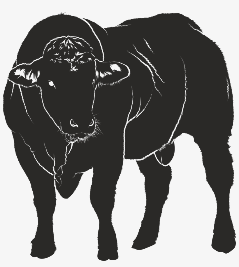 Bull Silhouette Black - Bull 5'x7'area Rug, transparent png #2765967