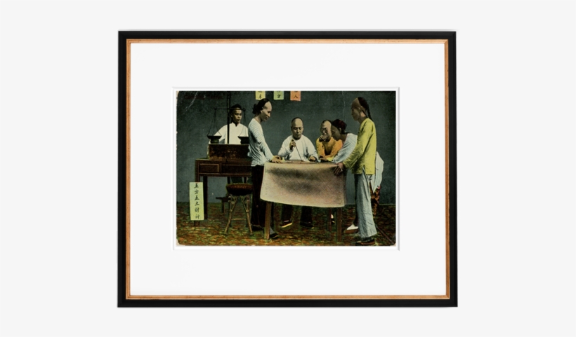 Vintage Original 1910 Chinese Men Gambling In Hong - Picture Frame, transparent png #2766588