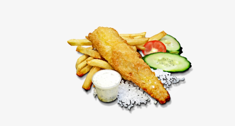 Fish Fillet, Chips, Tartare Sauce And Lemon Wedge - French Fries, transparent png #2768034