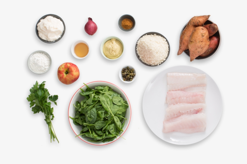 Fish & Sweet Potato Chips With Sautéed Spinach & Apple - Fish, transparent png #2768226