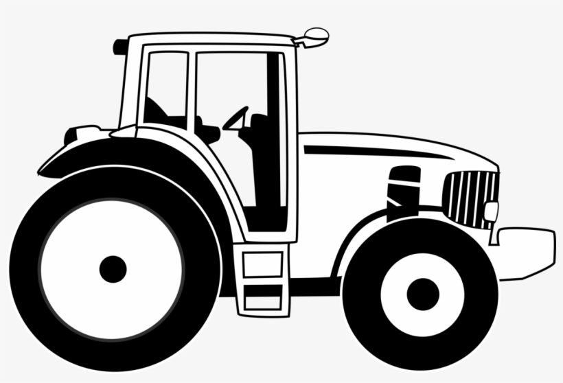 John Deere Tractor Farm Agriculture Bulldozer - Tractor Clipart Black And White, transparent png #2768612
