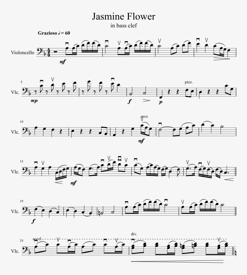 Jasmine Flower Sheet Music 1 Of 2 Pages - Sayonara Moon Town Piano, transparent png #2770228