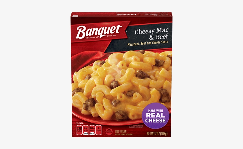 Cheesy Macaroni & Beef - Banquet Salisbury Steak, Mega Meal - 15.25 Oz, transparent png #2772632