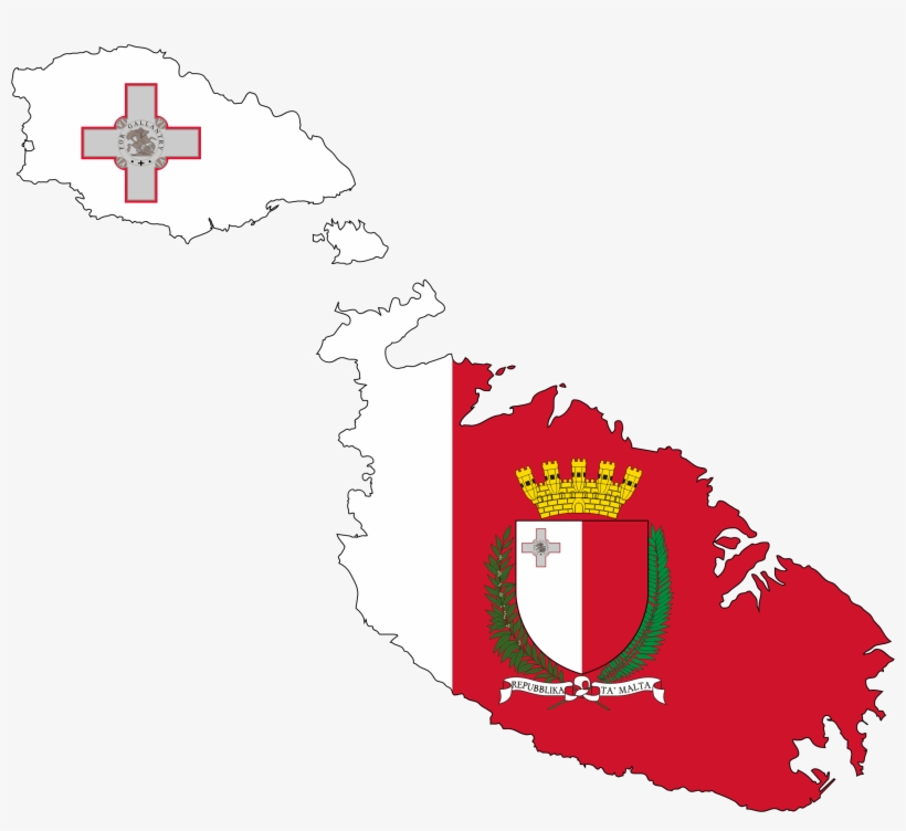 Malta Map Flag With Coat Of Arms - Flag Map Of Malta, transparent png #2772850