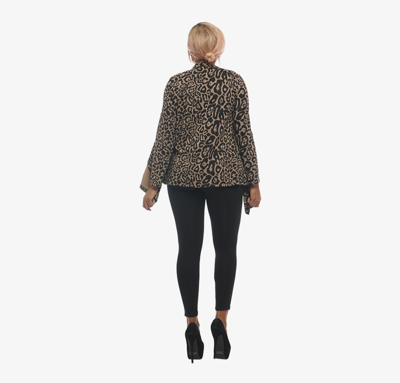 Cozy Animal Print Cardigan With Open Front - Coat, transparent png #2775934