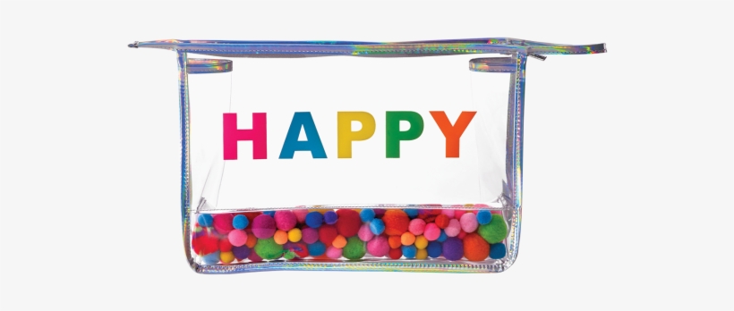 Picture Of Happy Pom Pom Clear Travel Bag - Bag, transparent png #2776056