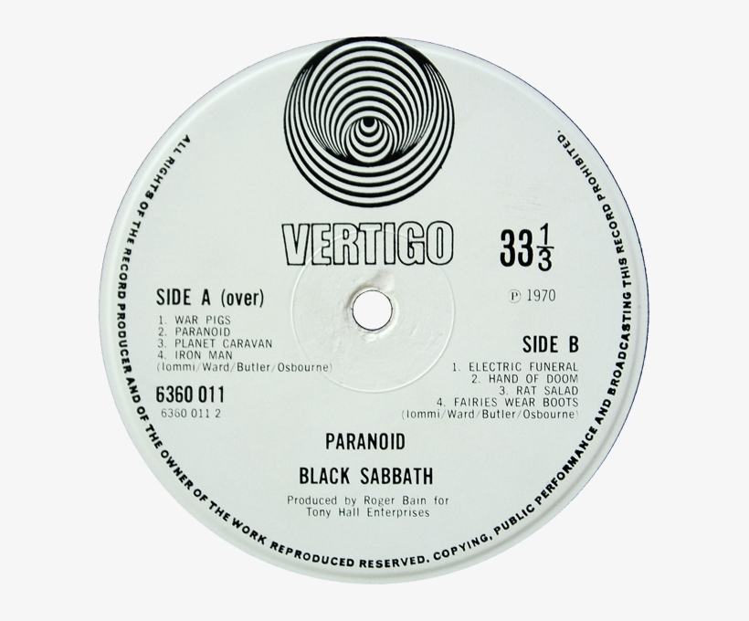 604 × 600 In Black Sabbath - Black Sabbath 1970 Cd Label, transparent png #2777785