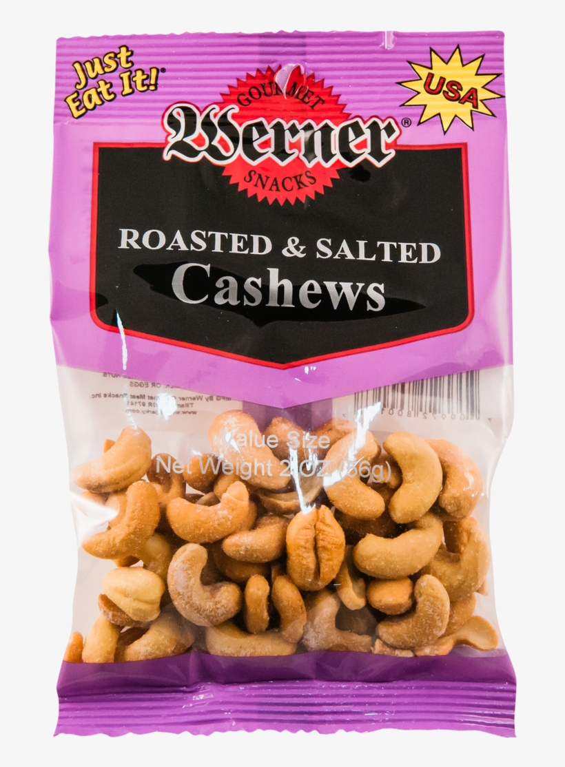 Cashews Roasted Salted 2oz Bag 6ct Case - Werner Beef Jerky, Peppered - 3 Oz, transparent png #2778343