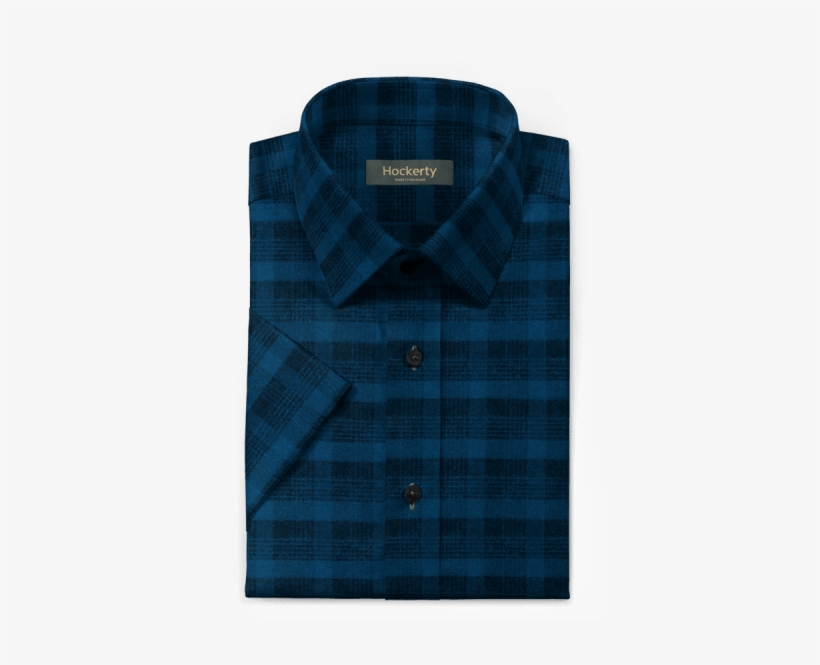 Blue Short Sleeved Flannel Checked Shirt - Checked Shirt Folded, transparent png #2780606