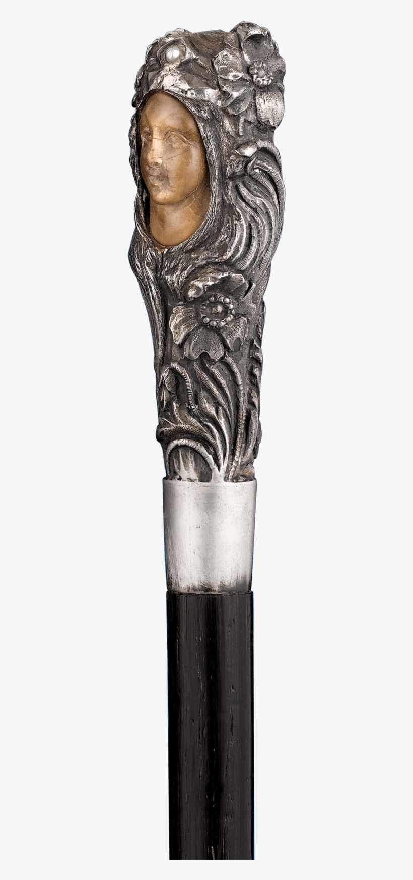 Art Nouveau Silver Walking Stick - Walking Stick Silver, transparent png #2781152