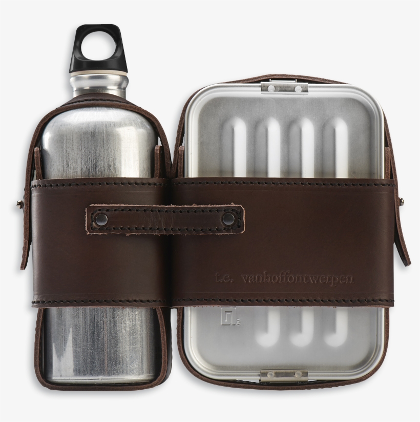 Leather Strapped Canteen And Lunch Box Set-0 - Stylish Mens Lunch Box, transparent png #2781677
