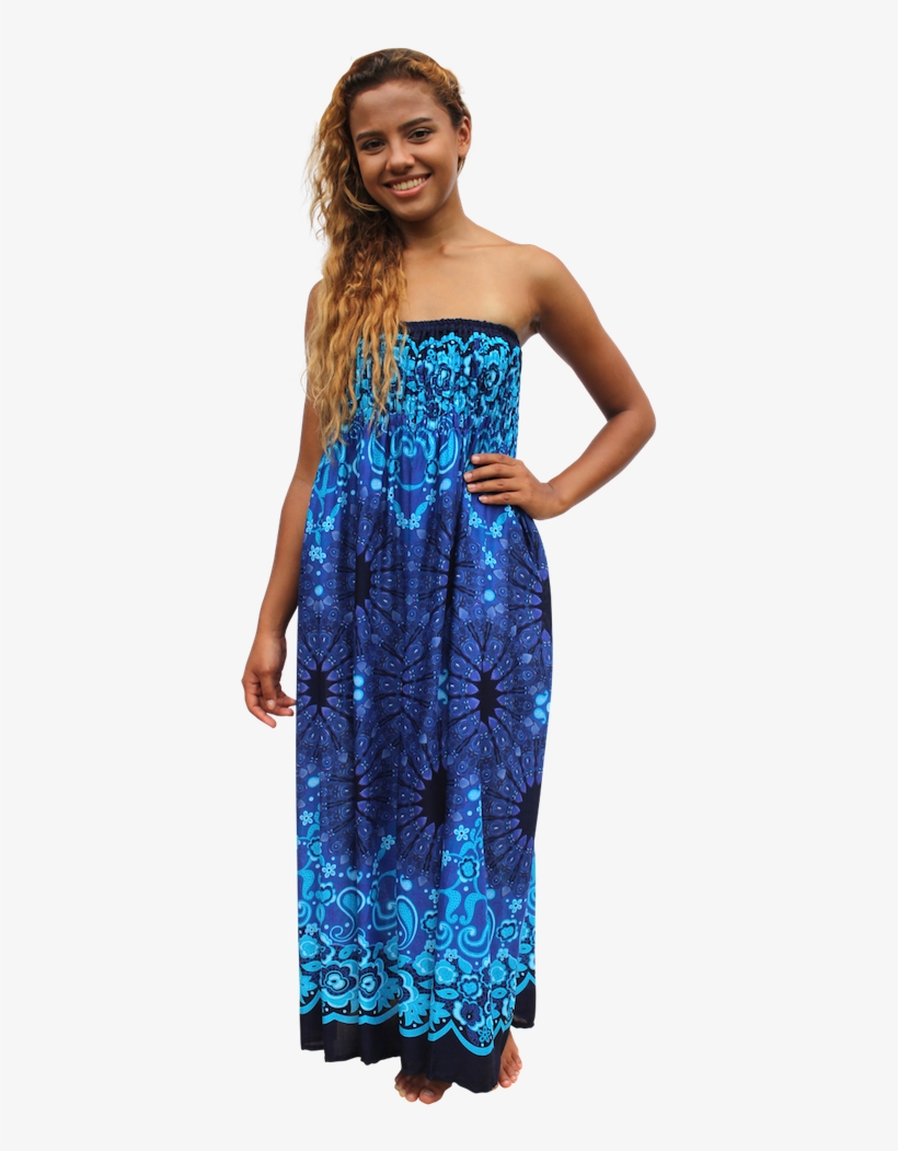 Blue Mandala Womens Maxi Dress Bohemian Island - Gown, transparent png #2782079