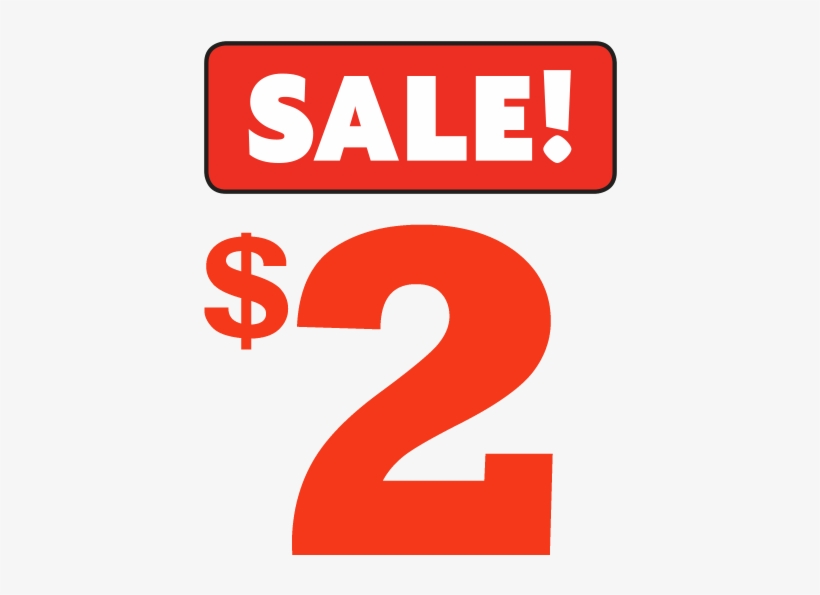 Dollar Wow - 2 Dollar Sale Sign, transparent png #2783322