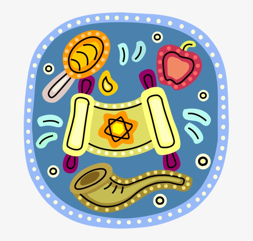 Vector Illustration Of Hebrew Jewish Rosh Hashanah, transparent png #2784144