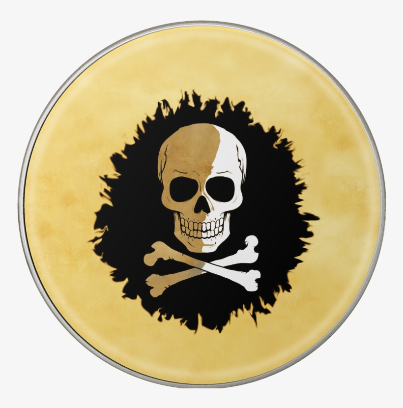 Ull & Crossbones Pirate Map Bass Drum Head Decal - Tete De Mort Png, transparent png #2784882