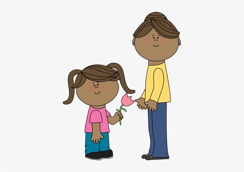 I Love You Mom Clipart Free Clipart Images - Girl Holding A Flower Clip Art, transparent png #2784927