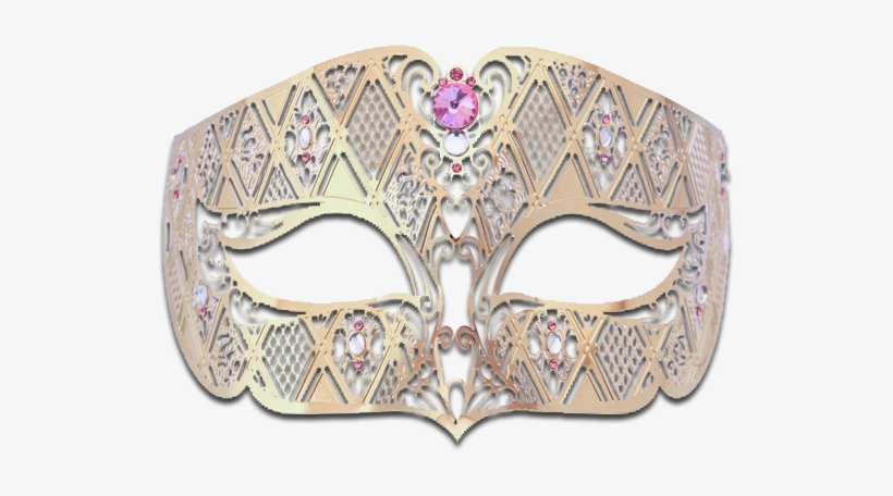 Gold Series Diamond Design Laser Cut Venetian Masquerade - Mask, transparent png #2786192
