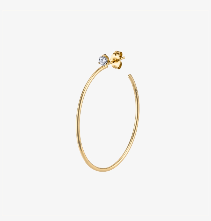 Medium Diamond Solitaire Hoop - Medium Diamond Solitaire Hoop 14k Rose Gold White Diamond, transparent png #2786653