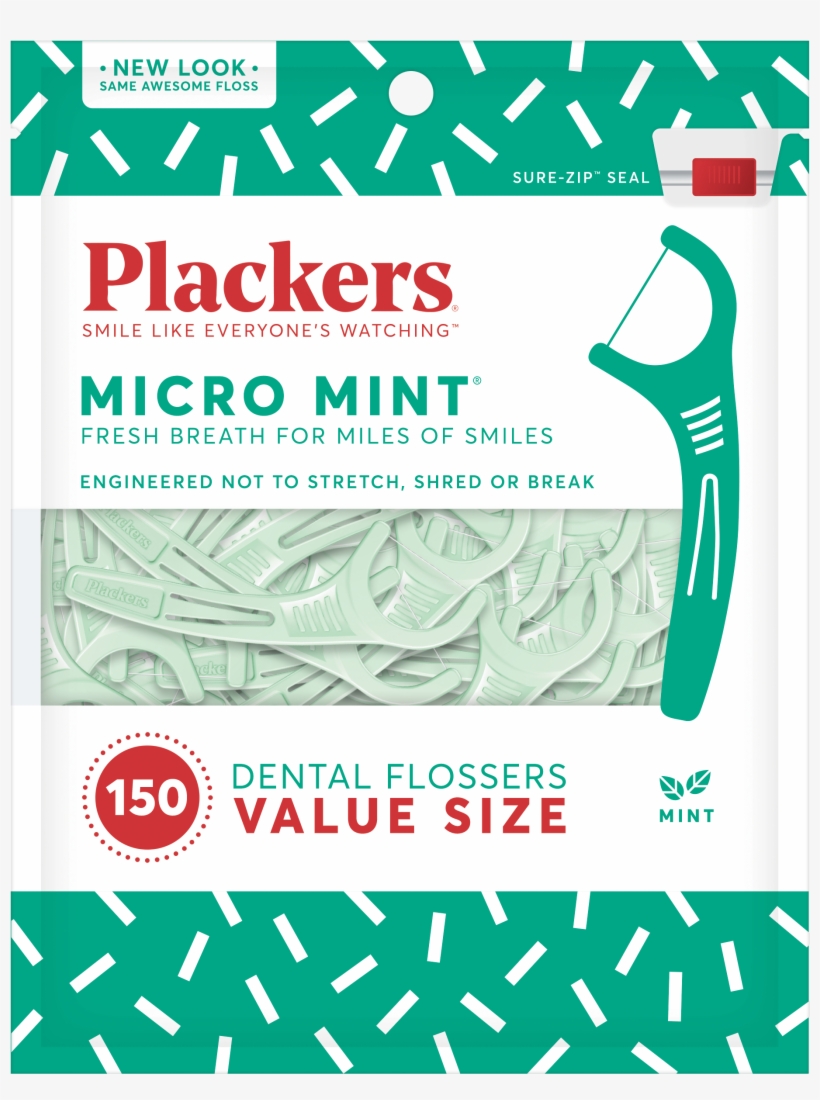 Plackers Micro Mint Dental Floss Picks, 150 Count - Plackers Floss Picks, transparent png #2786737