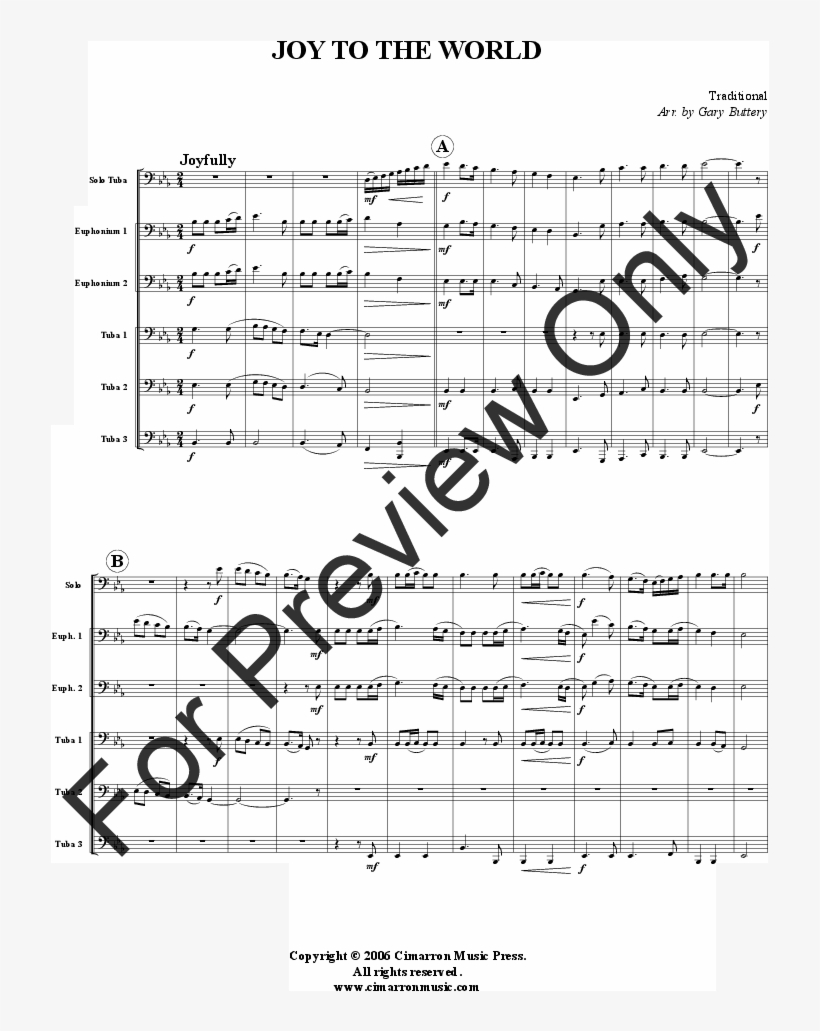 Joy To The World-low Brass Quartet Thumbnail - Document, transparent png #2786962