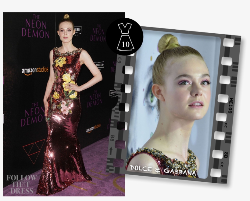 Elle Fanning In Dolce & Gabbana - Elle Fanning Dolce & Gabbana Neon Demon Premiere, transparent png #2788633